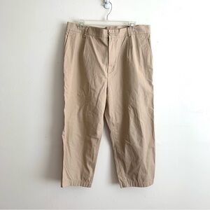 COS Relaxed High Waisted Straight Leg Cropped Cotton Khaki Pants